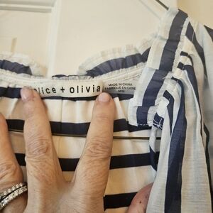 Alice + Olivia Navy and White Striped Top